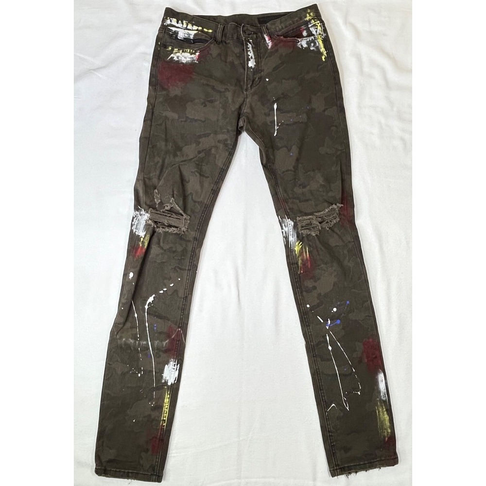 Rockstar Original Jeans Mens Size 32 Camouflage Paint Splatter Distressed